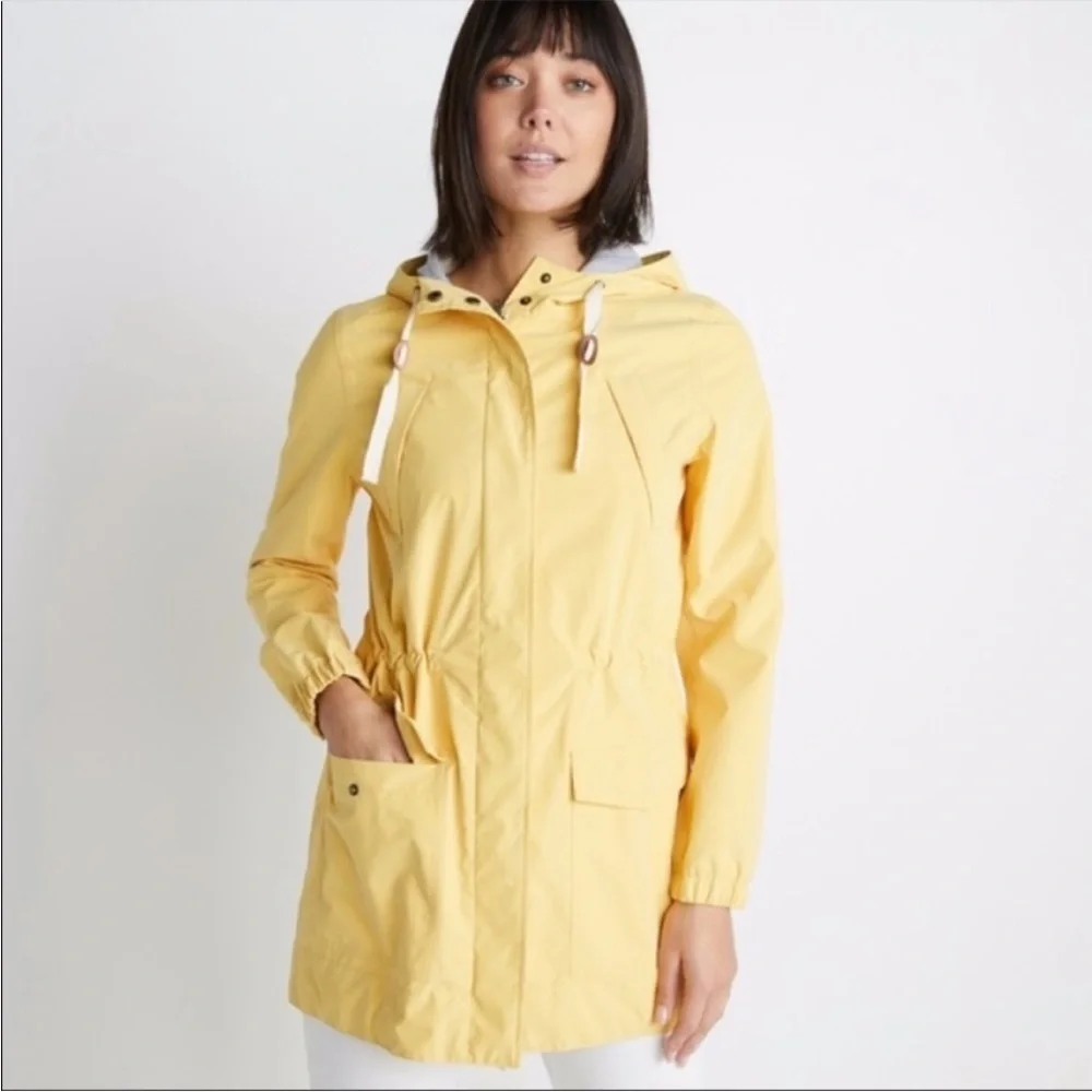 Marine Layer Millie Yellow Hooded Rain Jacket - Size Small - Picture 4 of 5